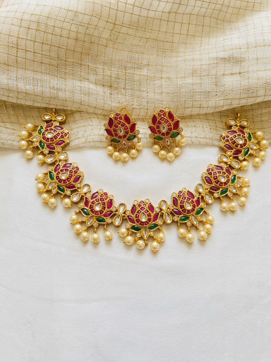 Kemp Lotus Pearl Necklace Set