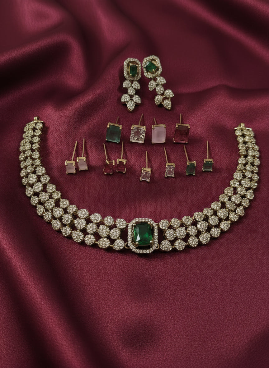 Changeable AD Stone Necklace Set V5