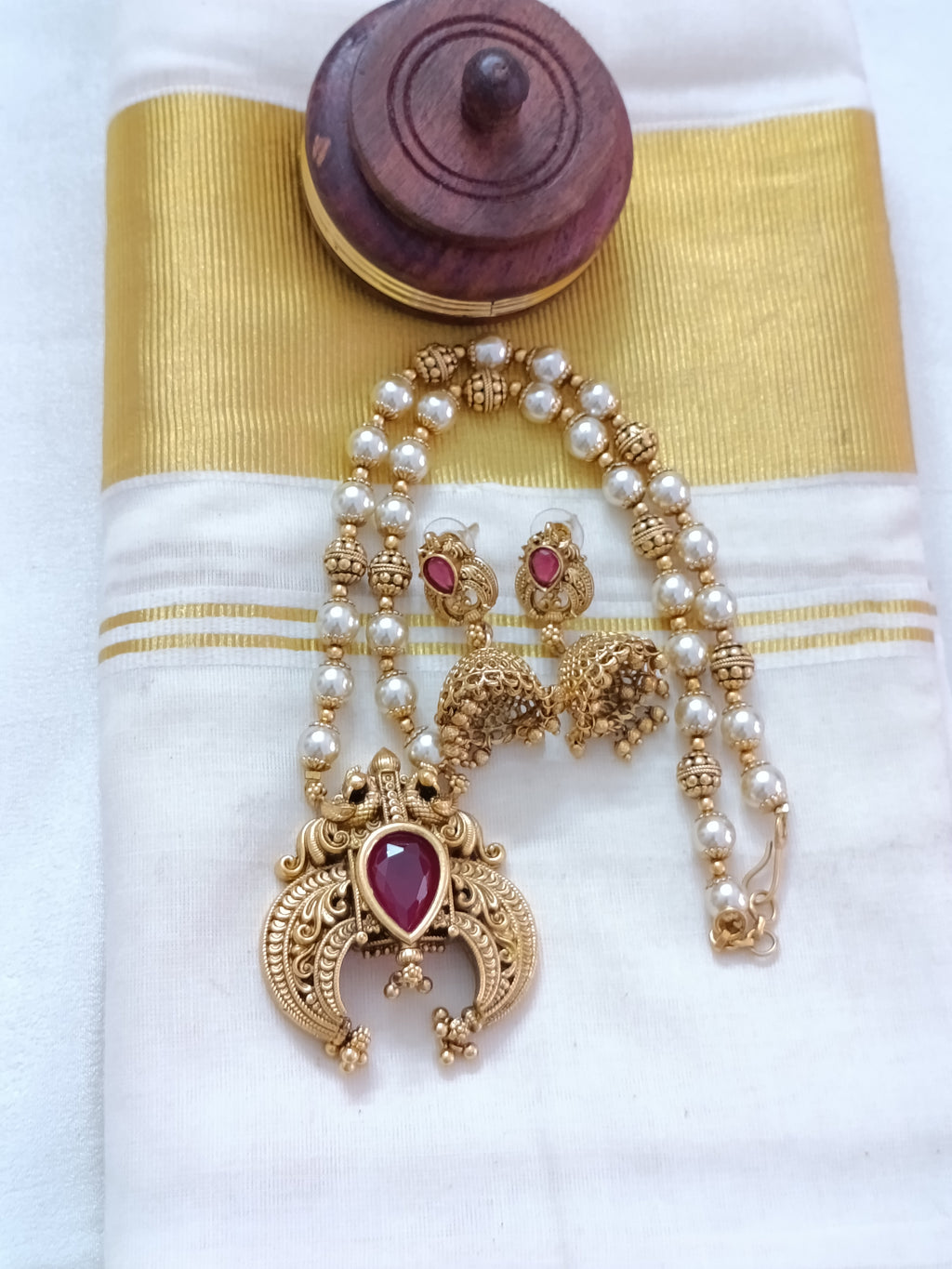 Non Idol Pearl Mid Long Necklace Set