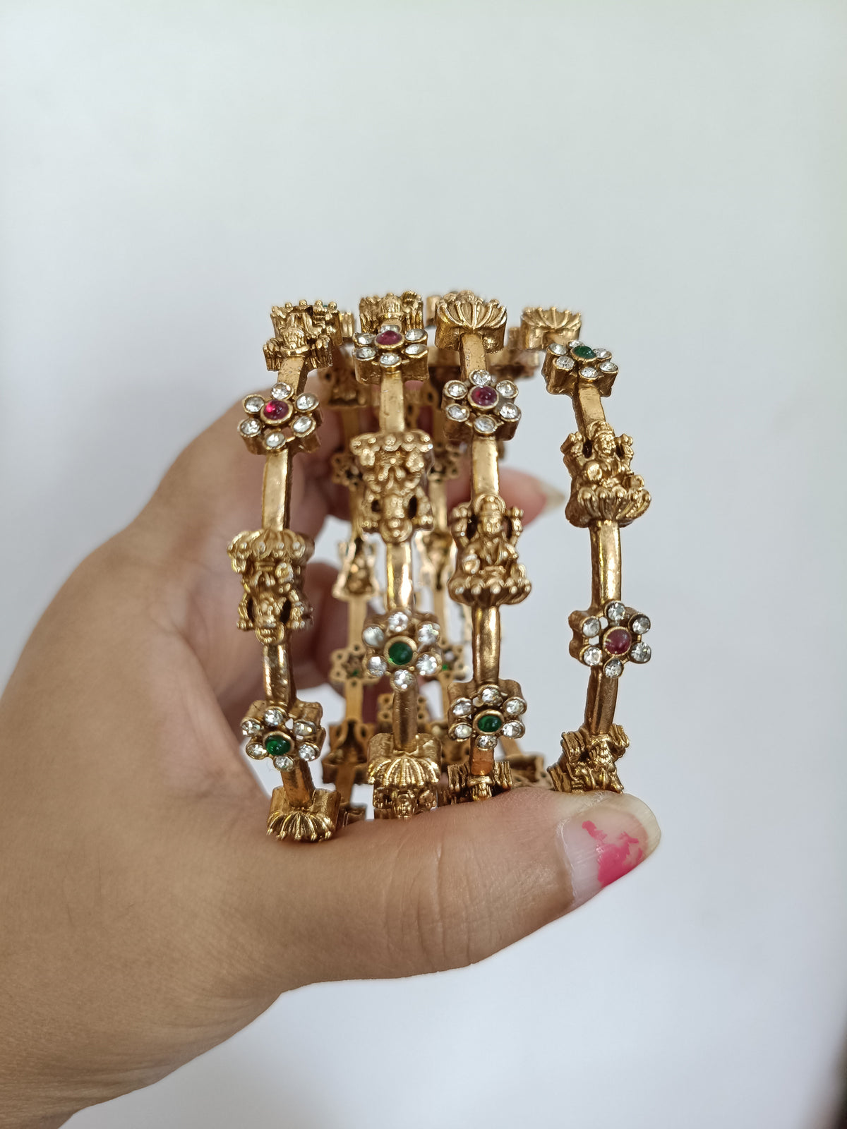 Matte Finish Lakshmi Flower Bangle of 4