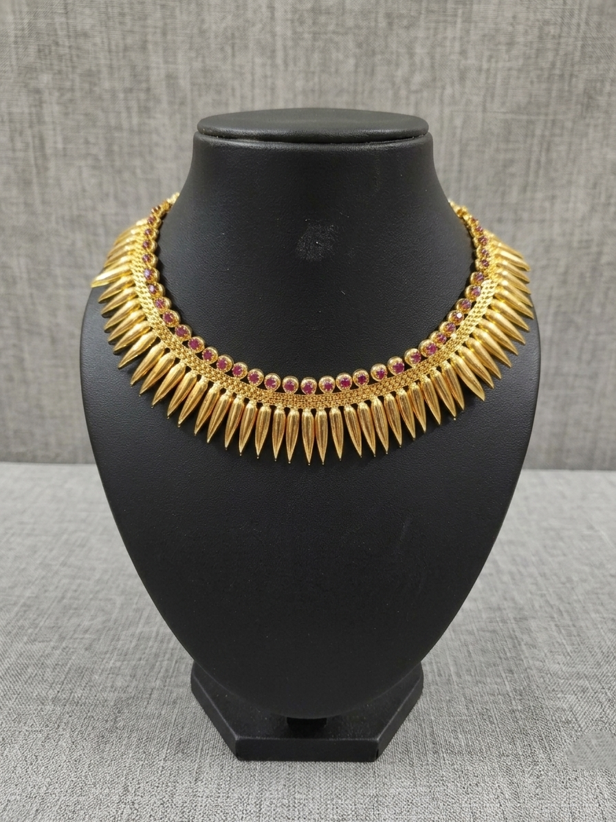 Micro Polish Ruby Mullamottu Necklace Set