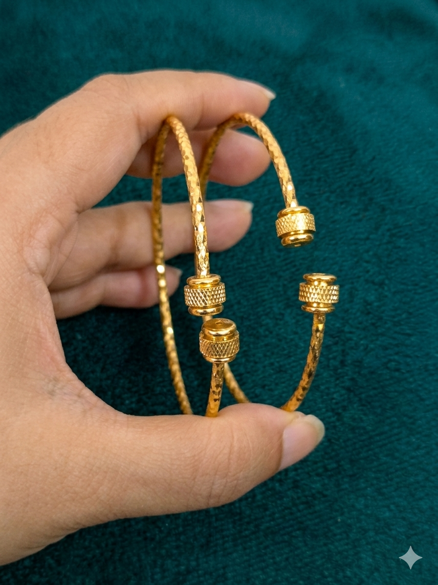 Micro Polish Adjustable Bangle Set of 2 V2