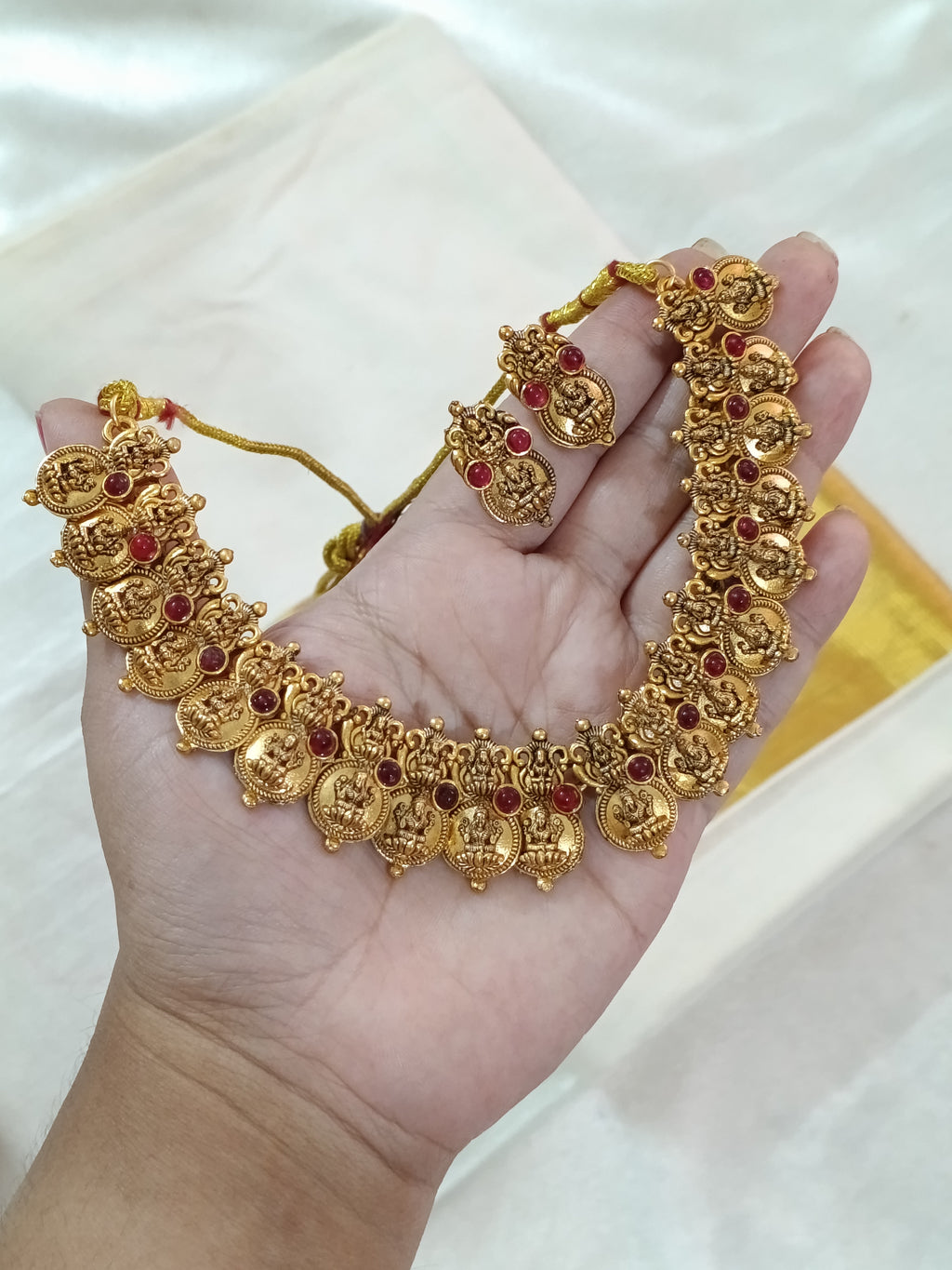 Matte Finish Budget Lakshmi Coin Necklace Set V2