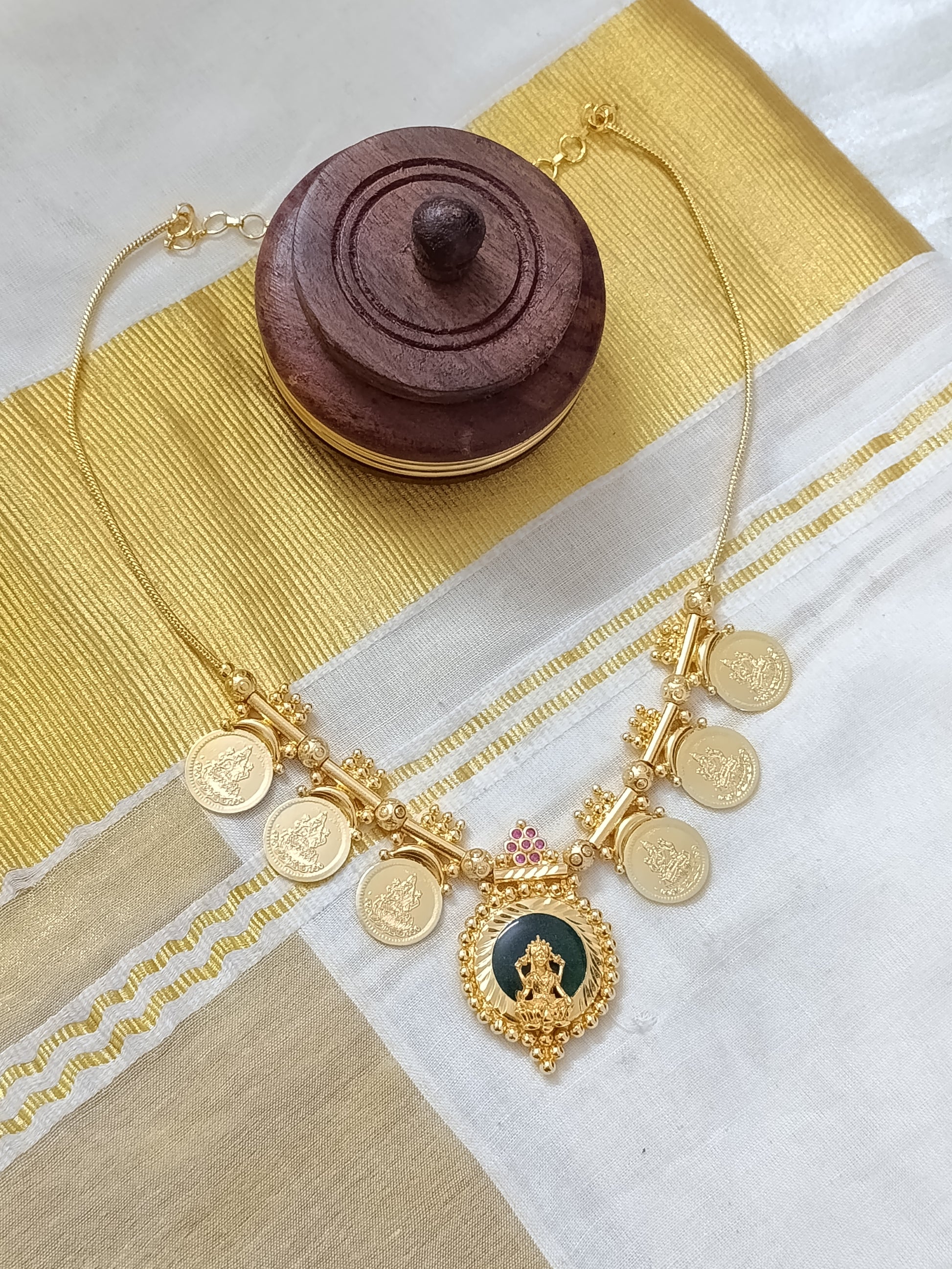 Micro Polish Lakshmi Palakka Coin Necklace