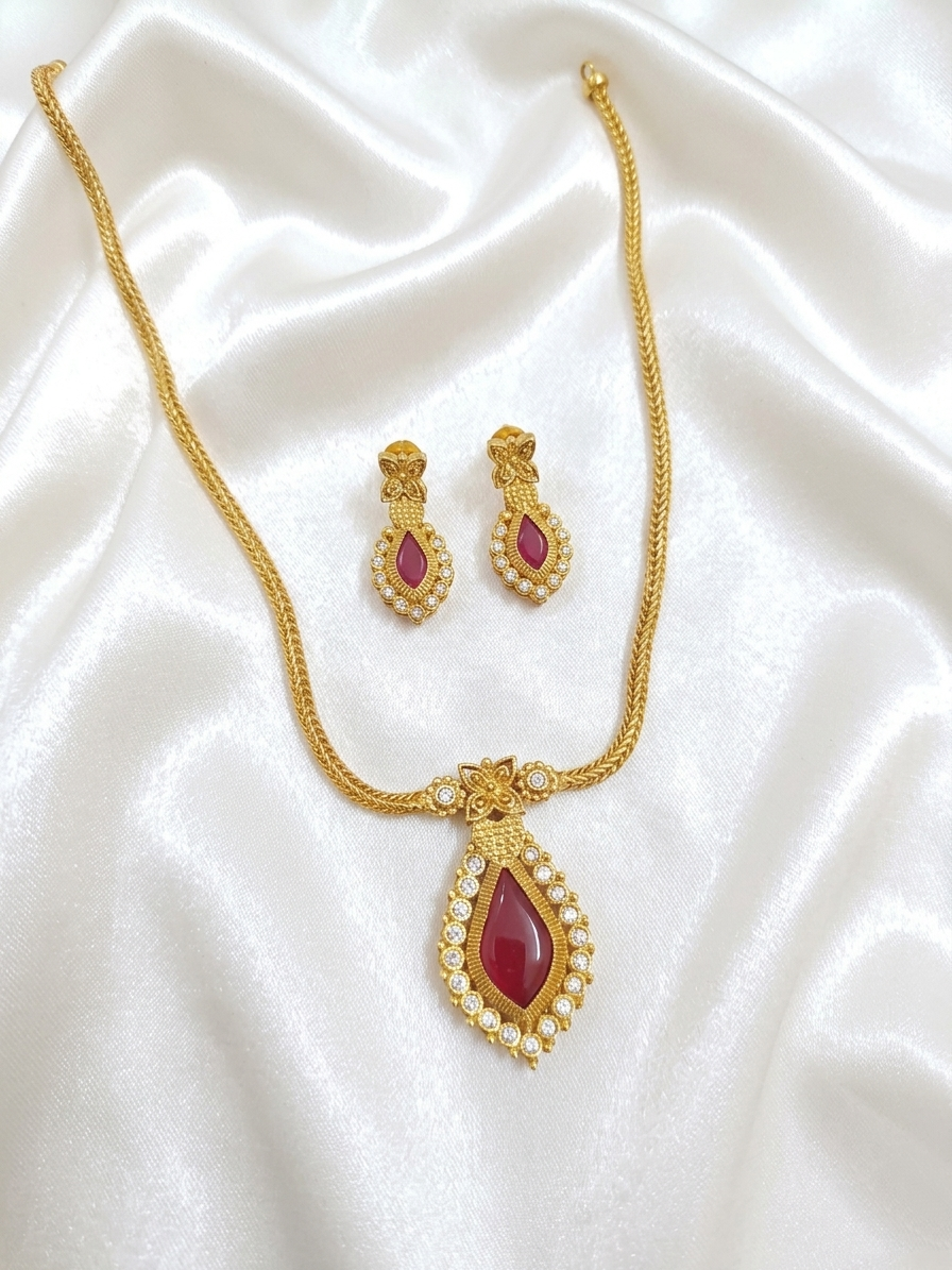 AD Nagapadam Pendant Necklace Set V2