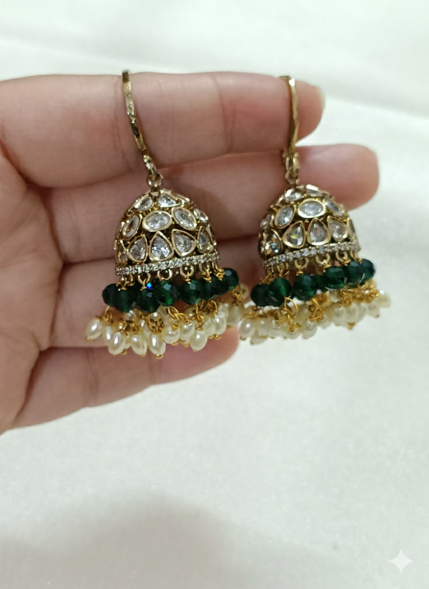 Kundan Pearl Drop Hook Jhumka