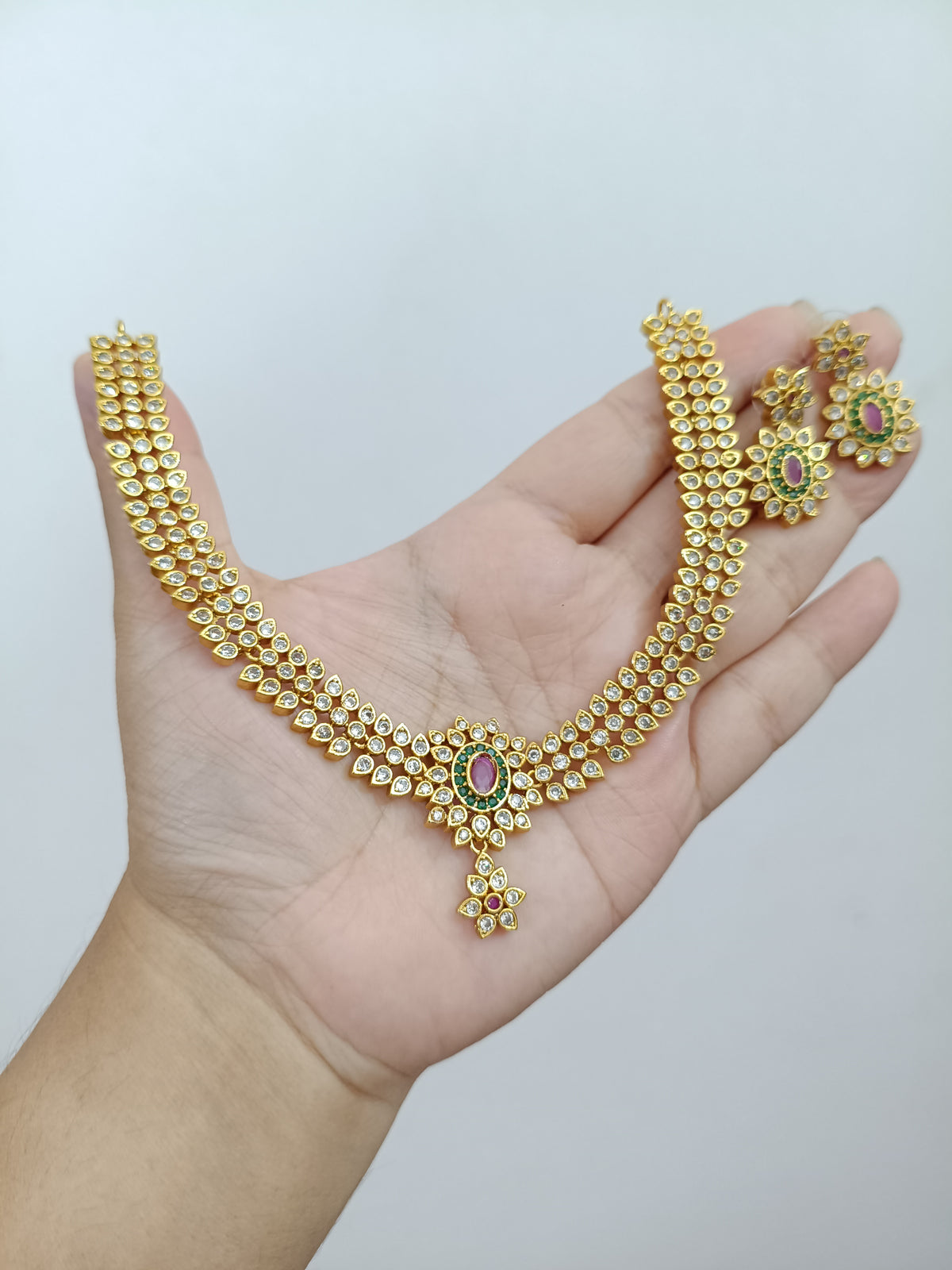 Matte Finish AD Necklace Set V100