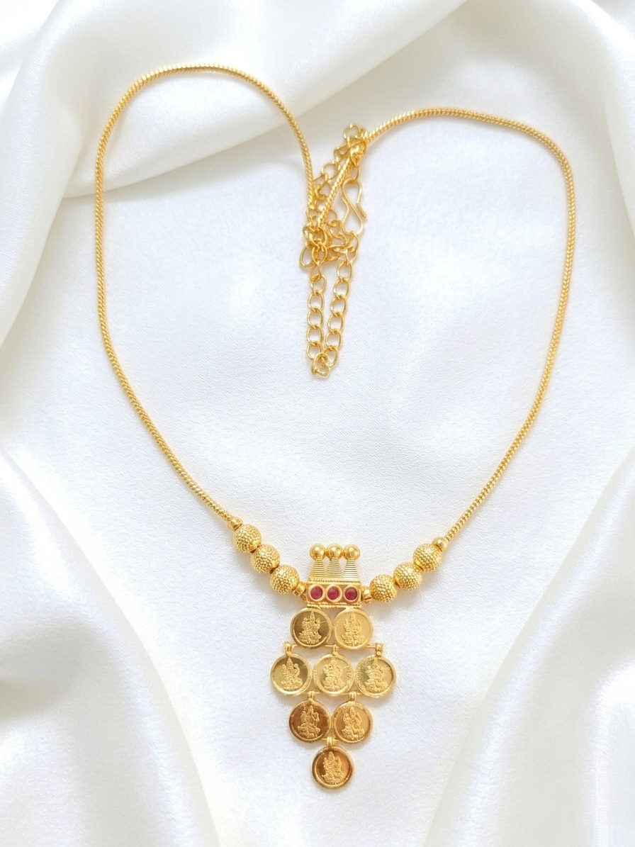 Micro Polish Coin Pendant Necklace Set