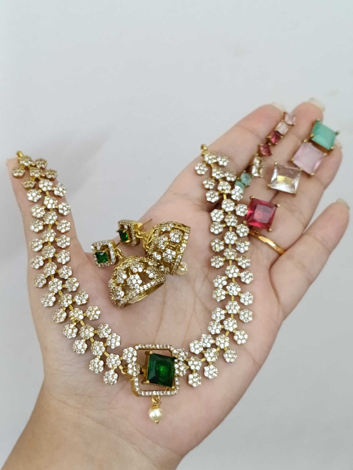 Changeable AD Stone Necklace Set V16