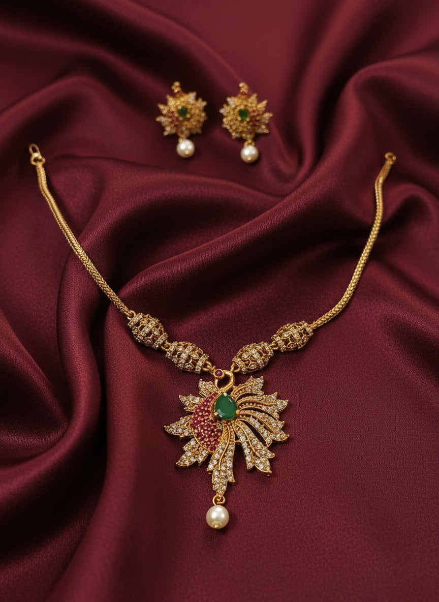 AD Peacock Pendant Necklace Set V2