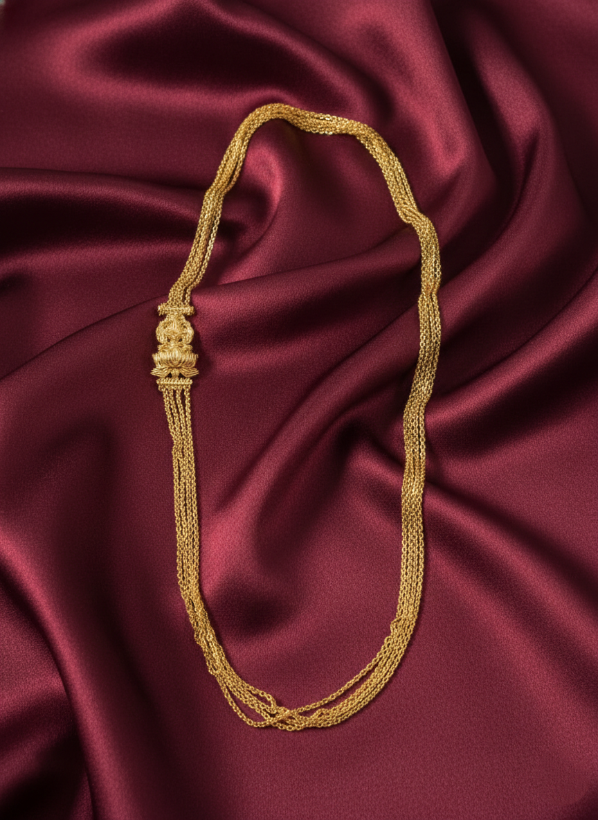 Micro Polish Lakshmi Mottif Chandraharam Long Necklace