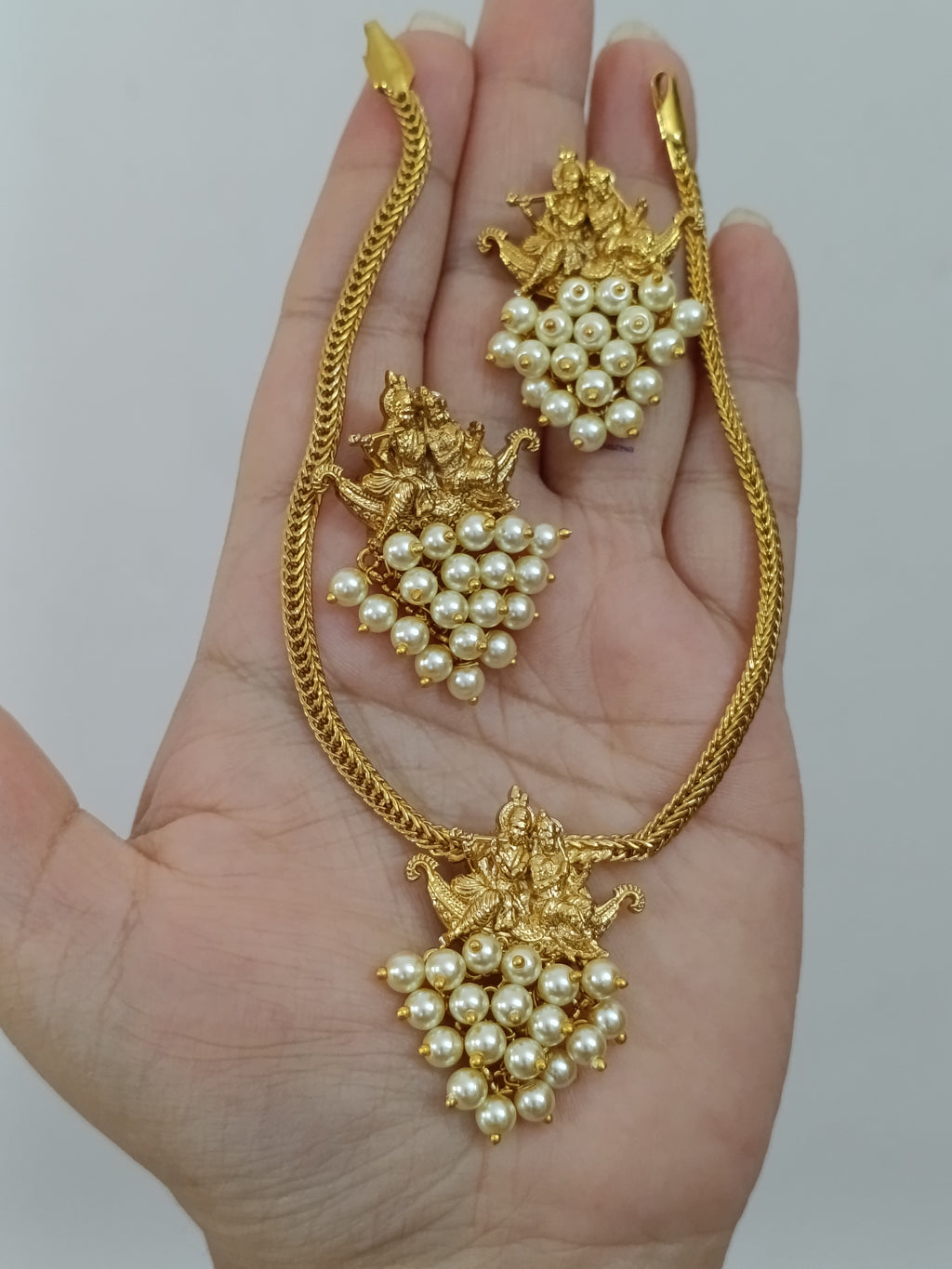 Radhekrishna Bead Pendant Necklace Set