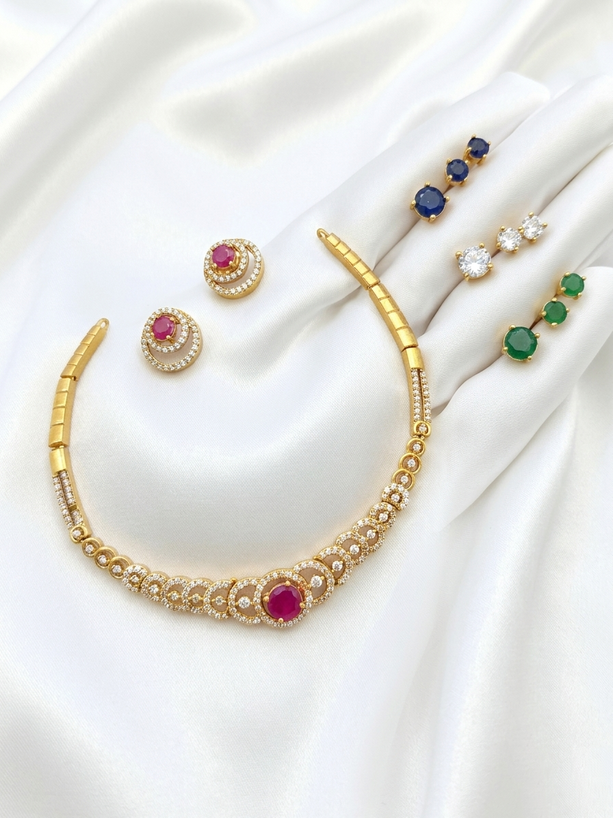 Changeable AD Stone Necklace Set V11