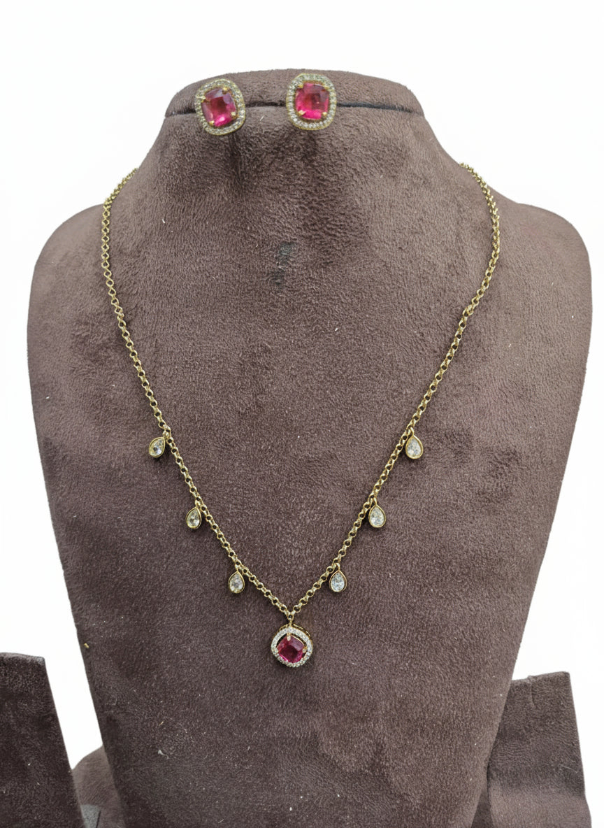 AD Pendant Chain Long Necklace Set