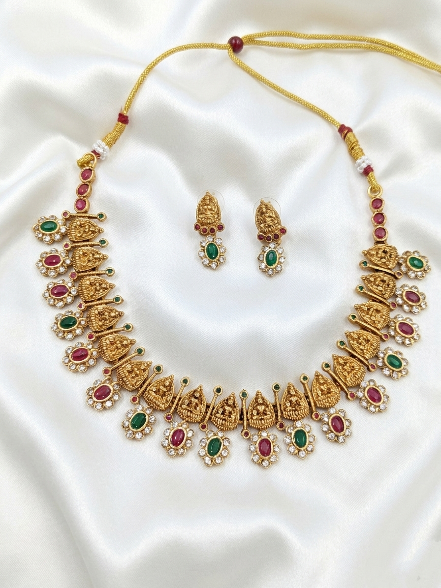 Lakshmi Flower Necklace Set V3
