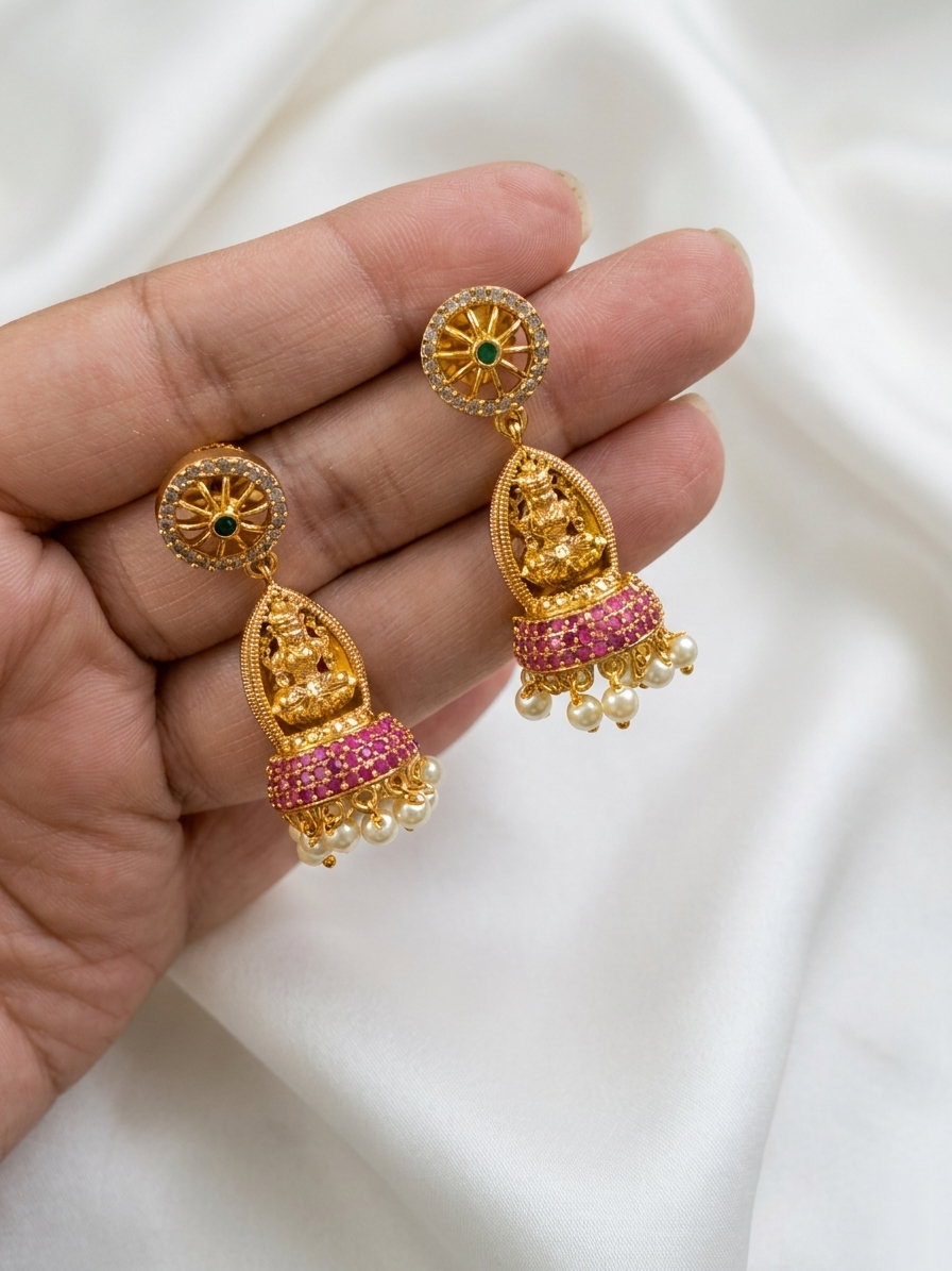 Temple Lakshmi jhumka Small Earring