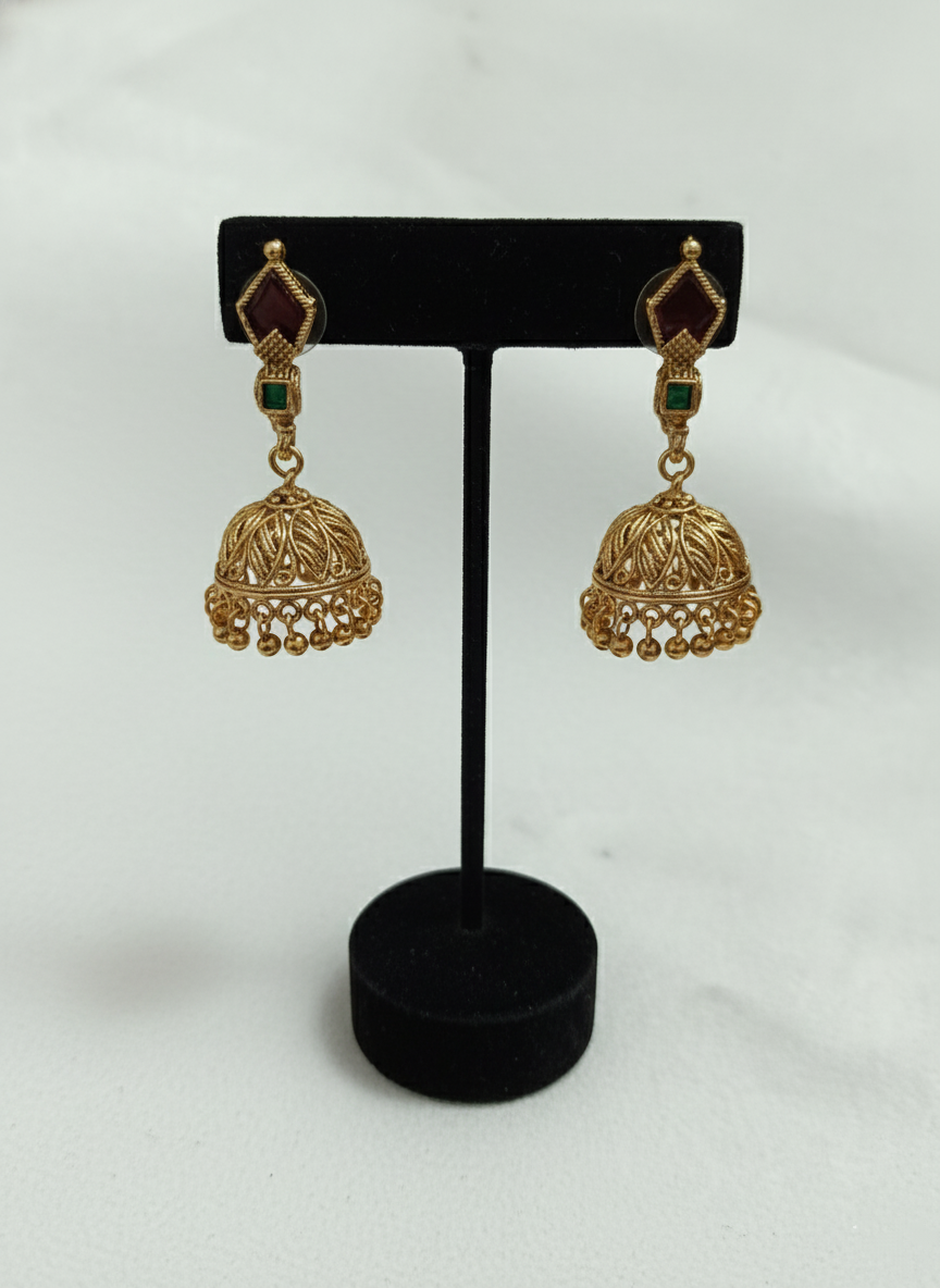 Palakka Jhumka Earring