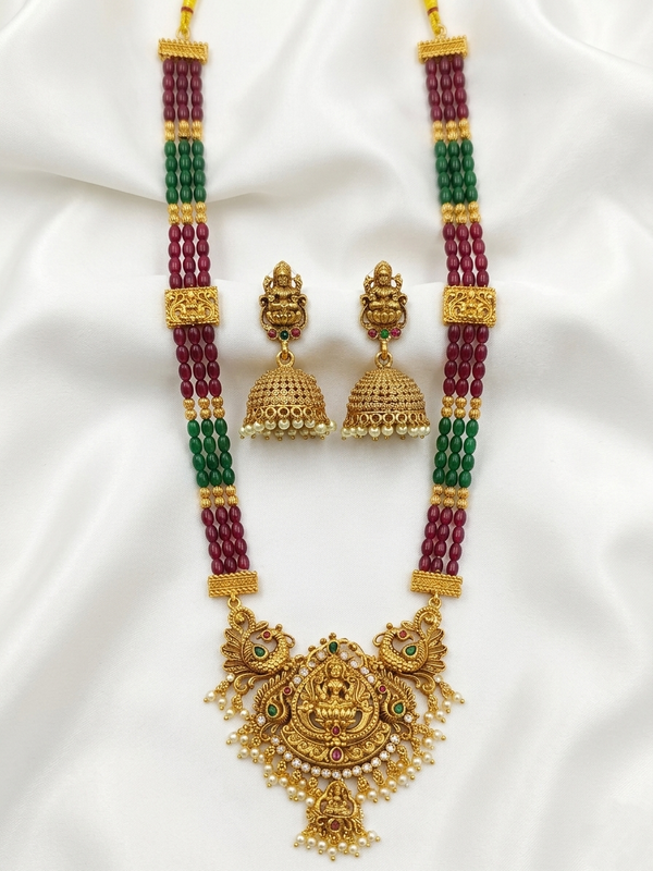 Lakshmi Pendant Bead Long Necklace V1