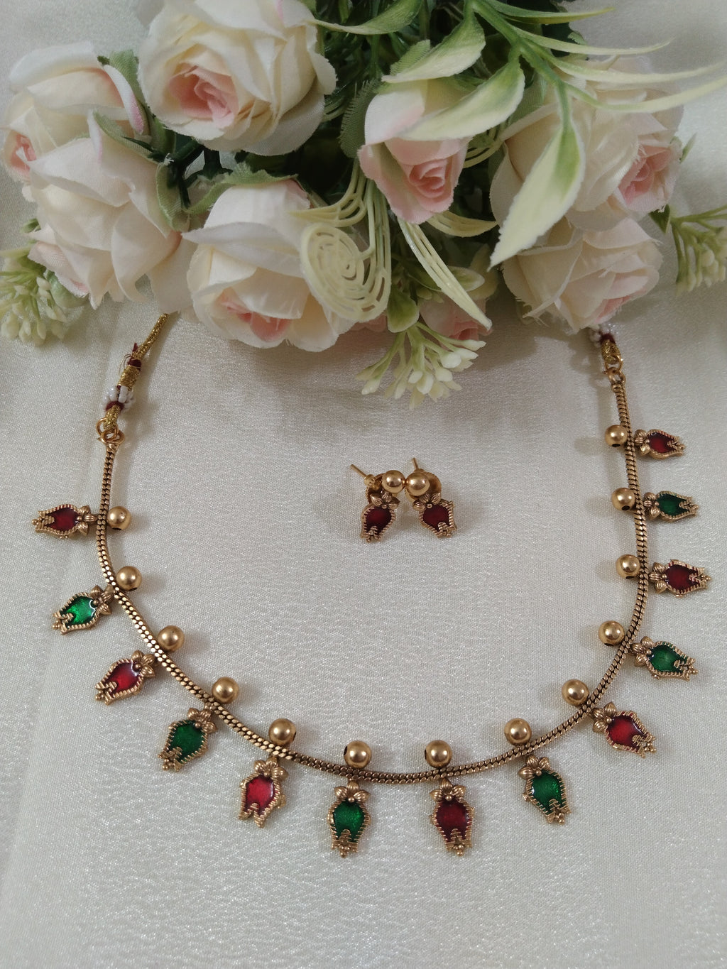 Small Petal Palakka Necklace set