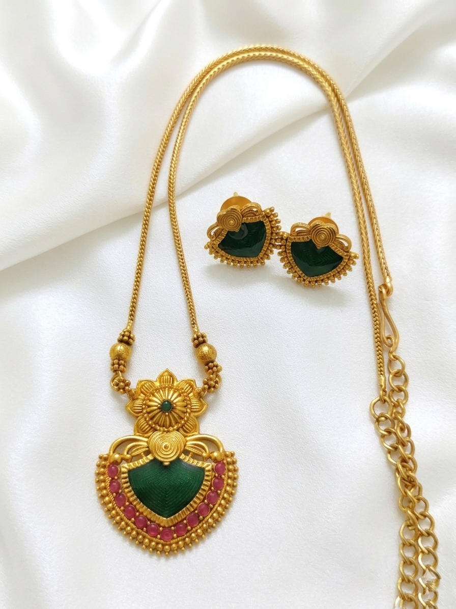 Low Budget Palakka Long Necklace Set V4