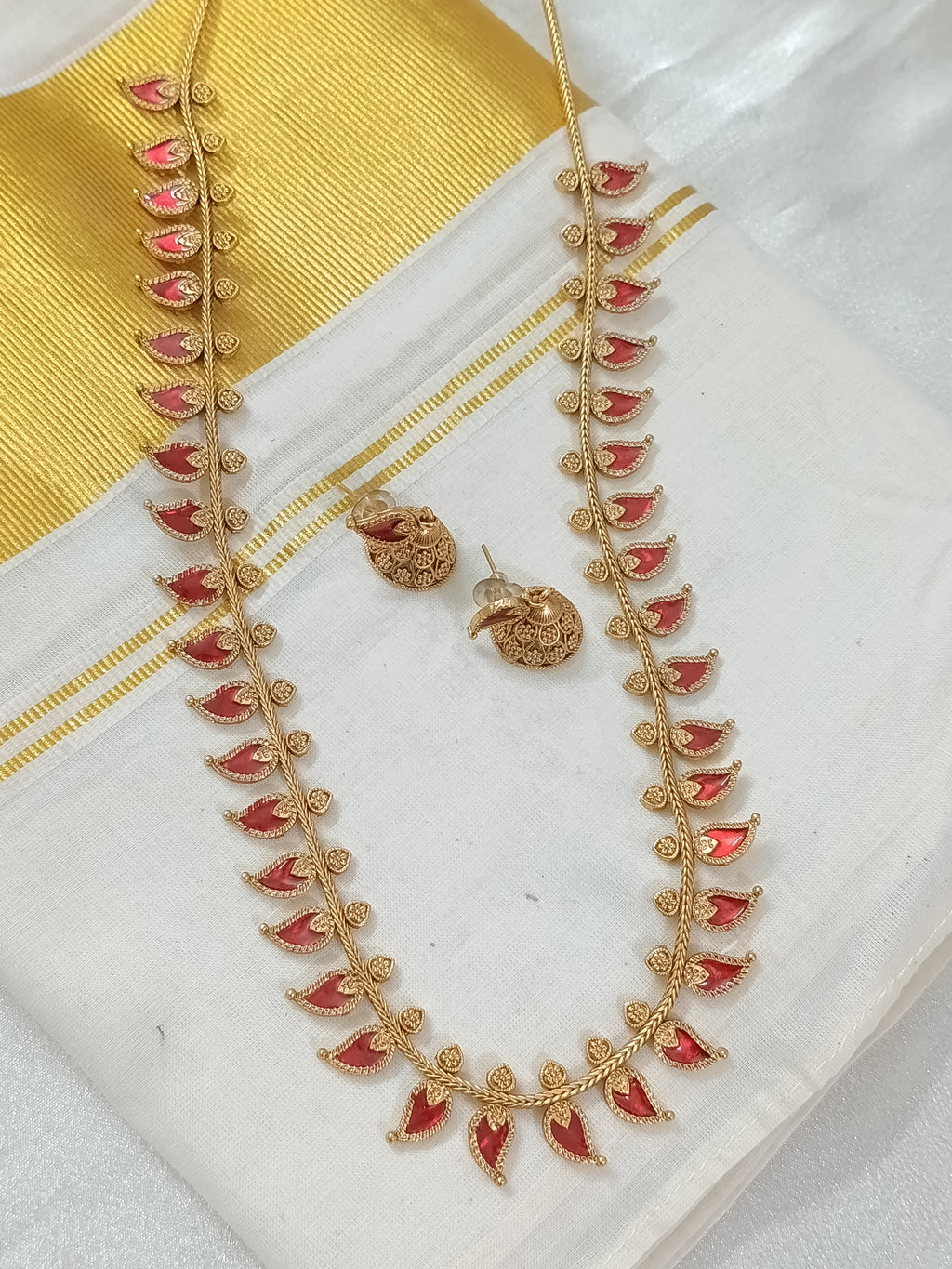 Palakka Mango Long Necklace Set V3