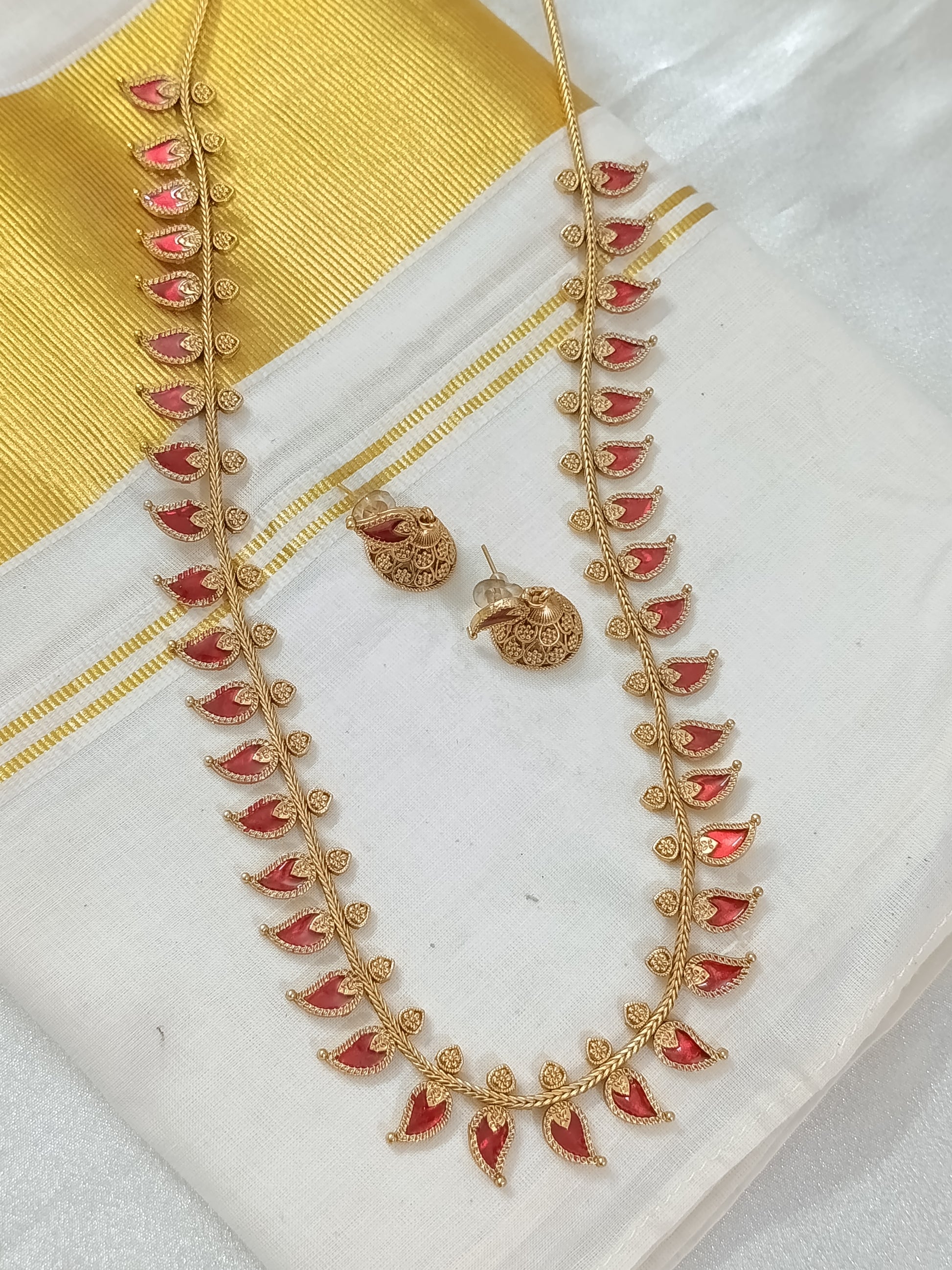 Palakka Mango Long Necklace Set V3