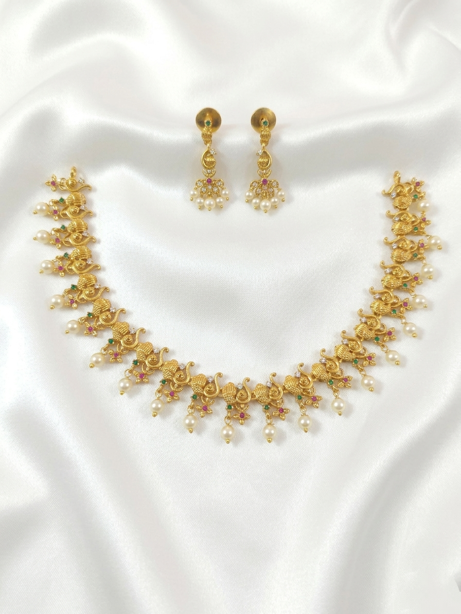 Matte Finish Non Idol Necklace Set V107