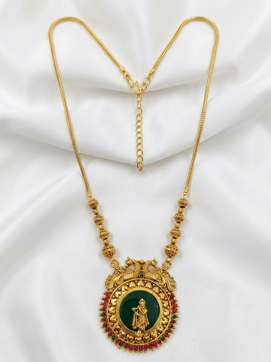 Krishna Palakka Pendant Necklace Set