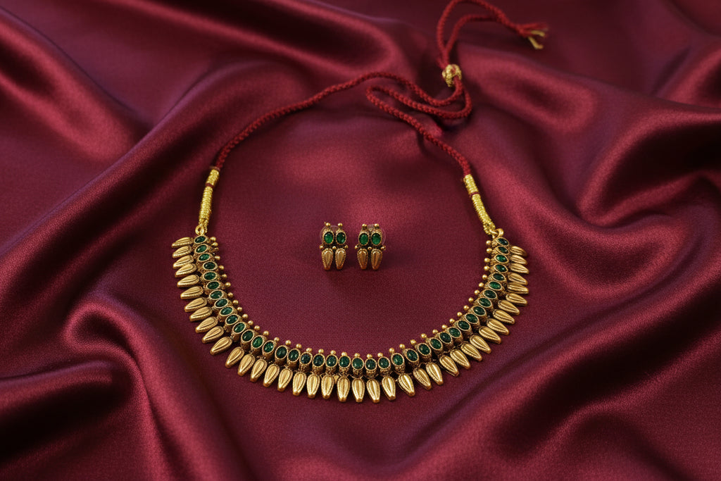 Matte Finish Mullamottu Necklace Set