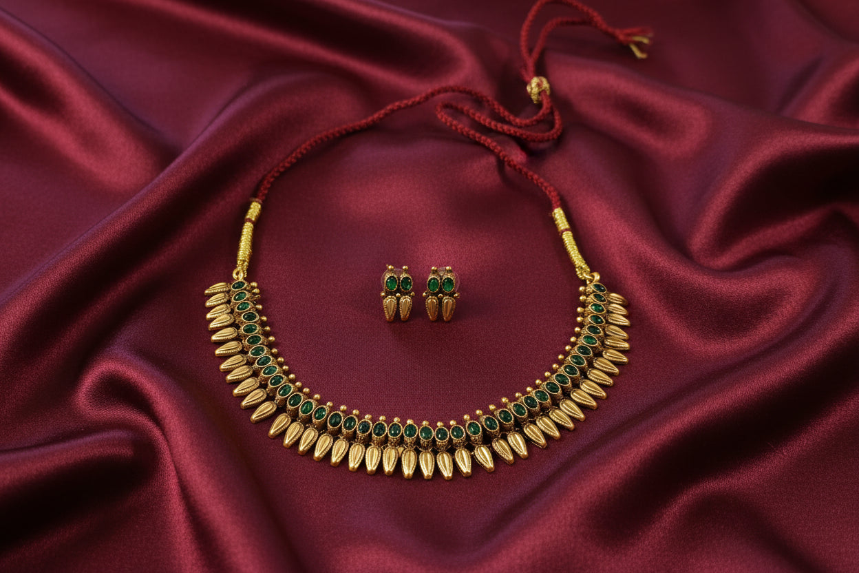 Matte Finish Mullamottu Necklace Set