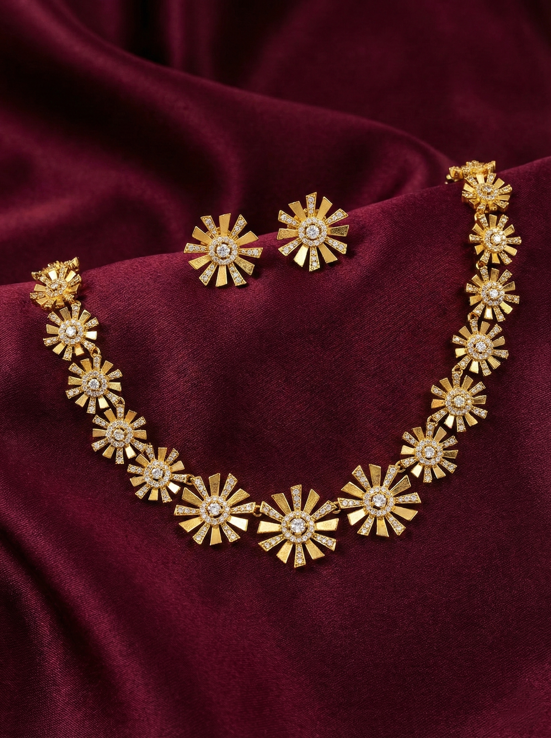Matte Finish Suryakanti Necklace Set