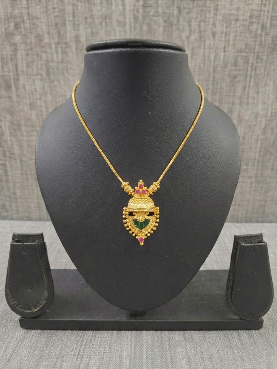 Micro Polish Palakka Pendant Mid Long Necklace V1
