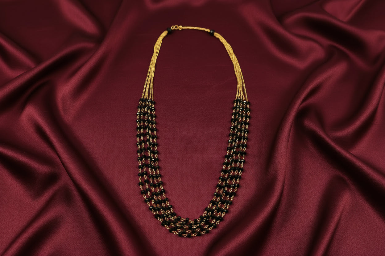 Black Bead Multi Layer Necklace Set