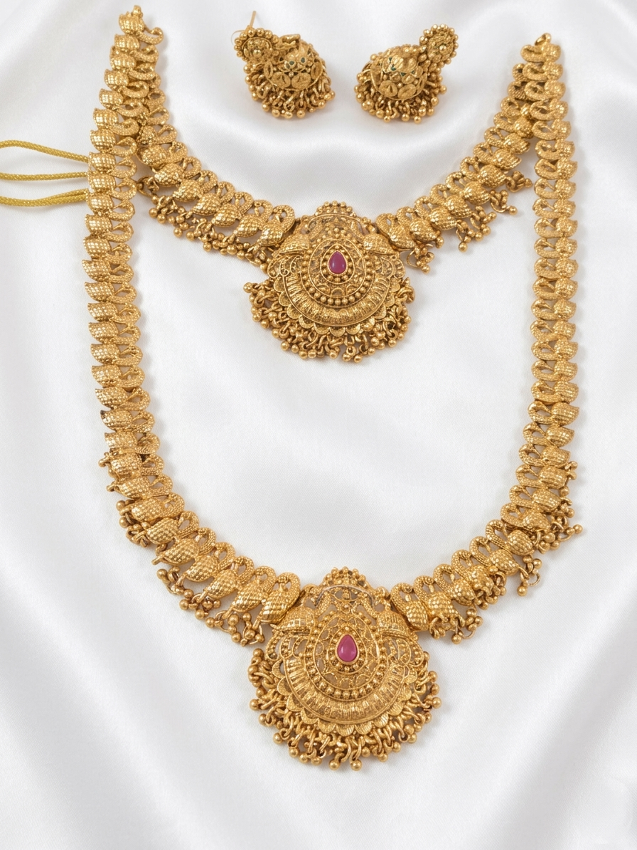 Non Idol Matte Finish Combo Necklace Set