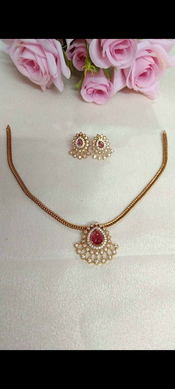 AD Stone Pendant Necklace Set V3