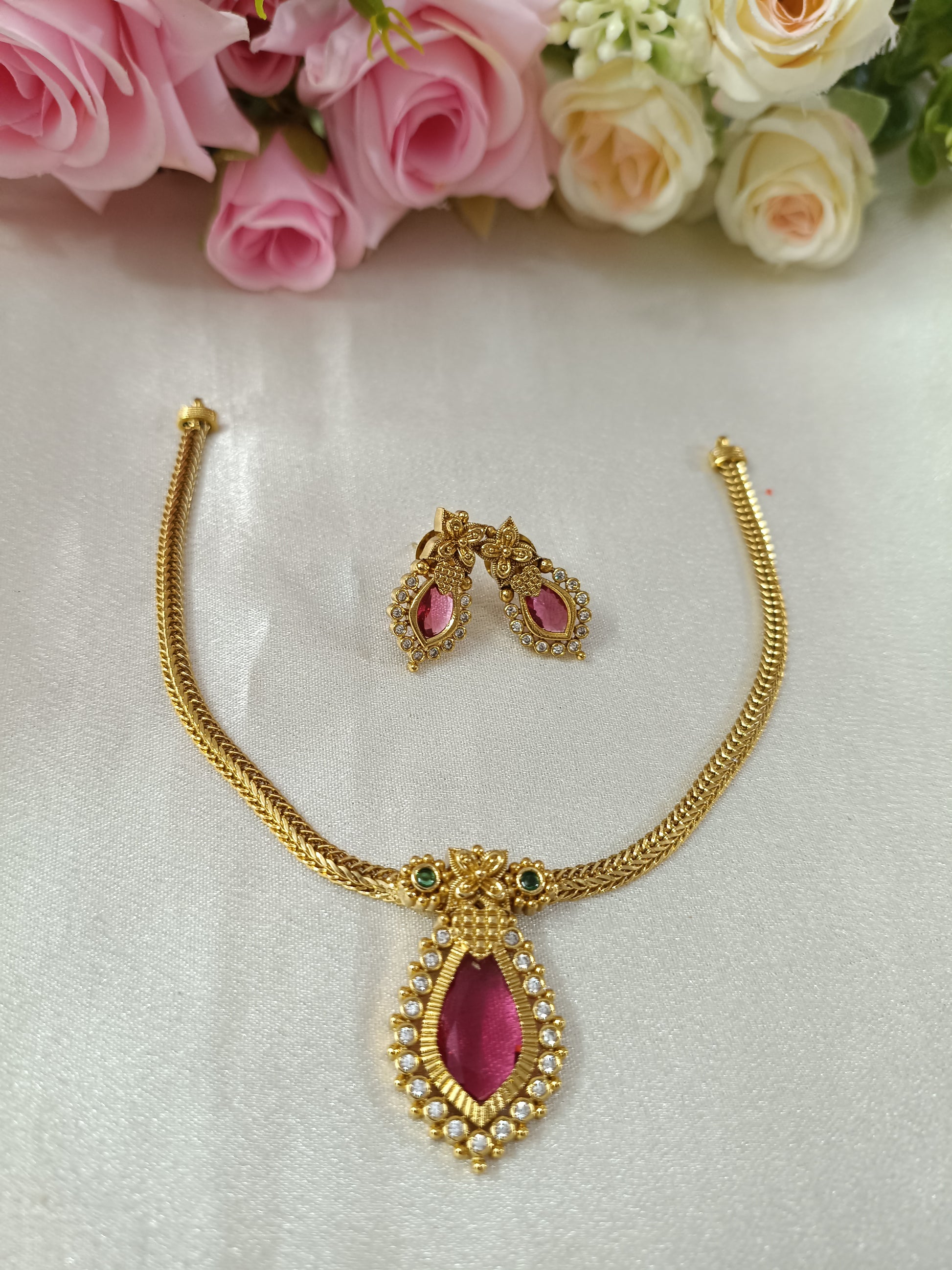 Nagapadam Ruby Pendant Necklace Set 1