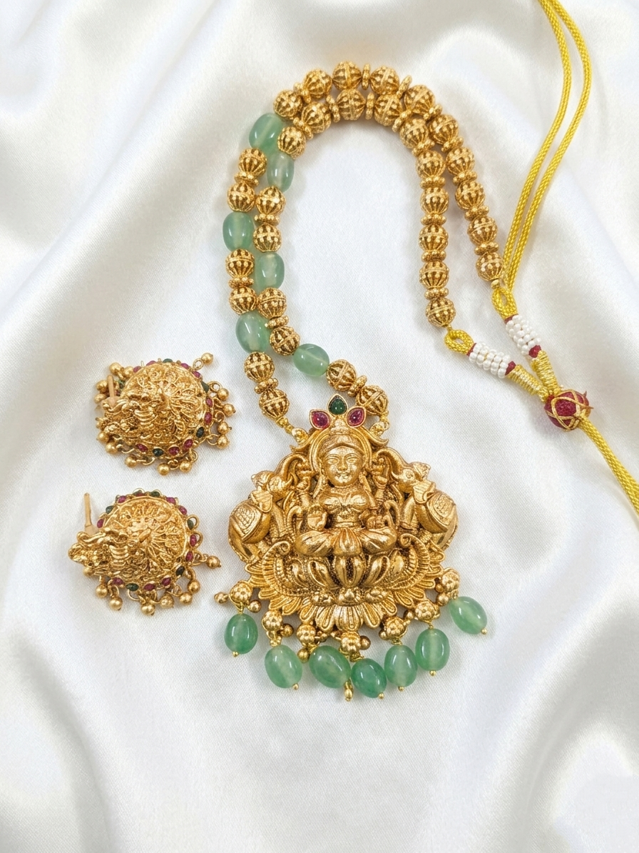 Lakshmi Bead Mid Long Necklace Set V2