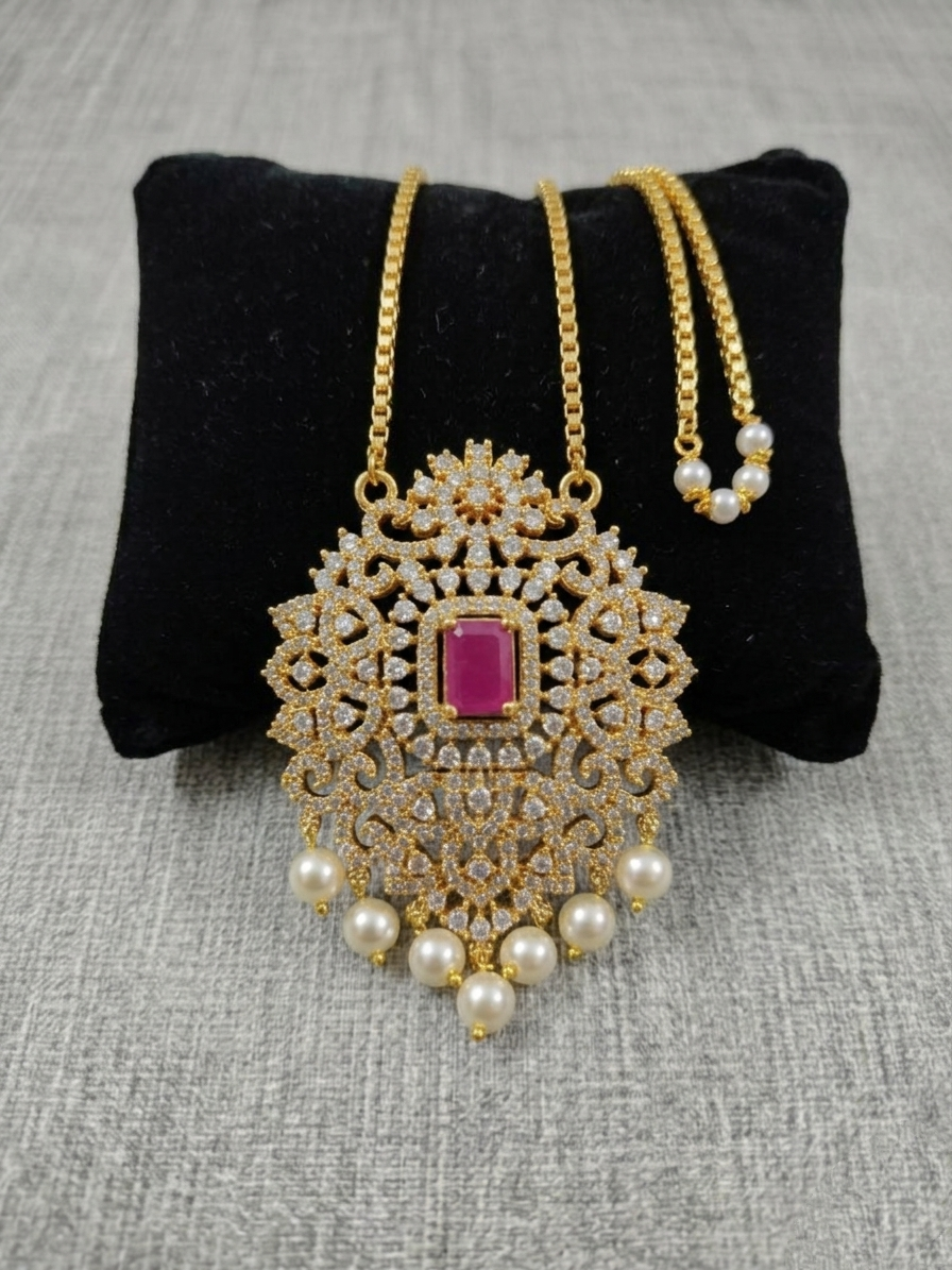Micro Polish Non Idol Pendant Long Necklace Set