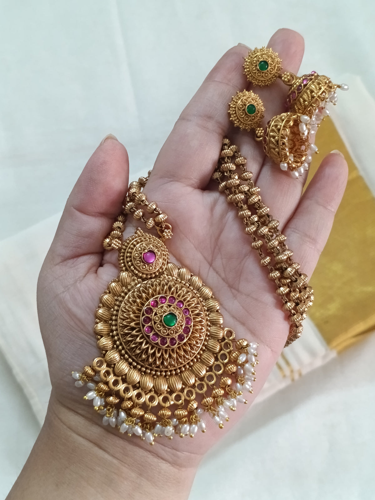 Non Idol Pendant Mid Long Necklace Set V21