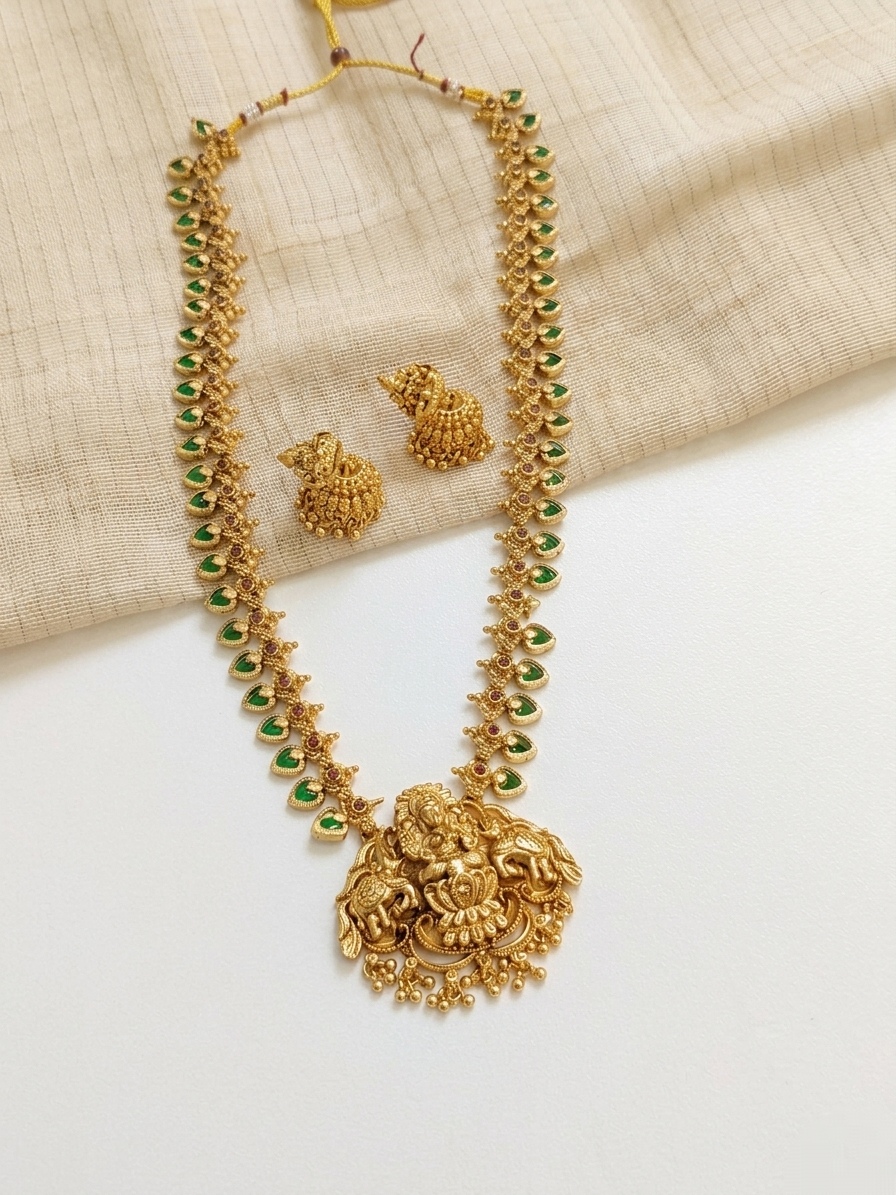 Lakshmi Palakka Long Necklace Set V2