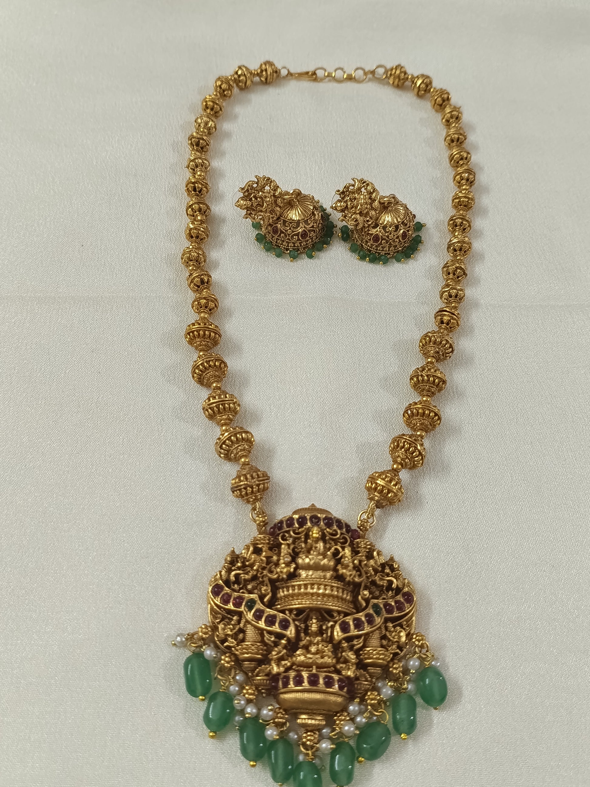 Temple Lakshmi Mid Long Necklace Set V6