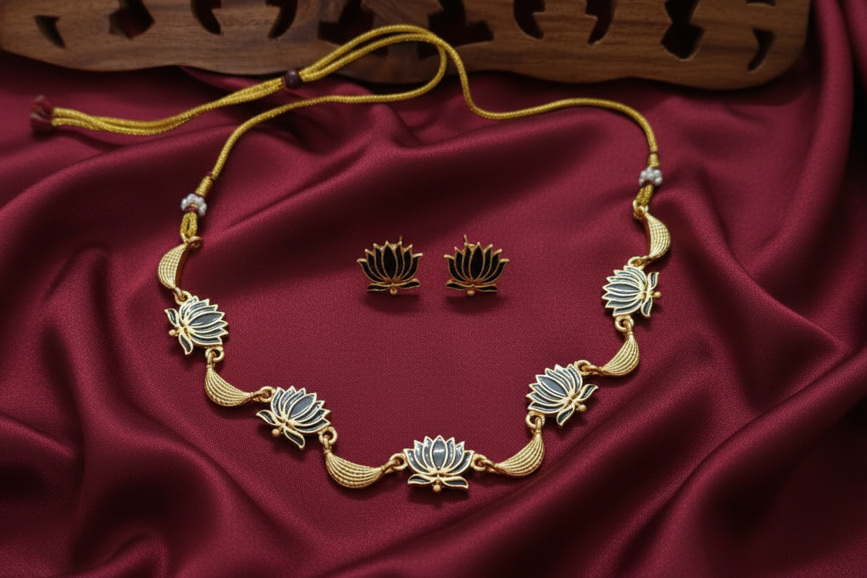 Simple Lotus Halfmoon Necklace