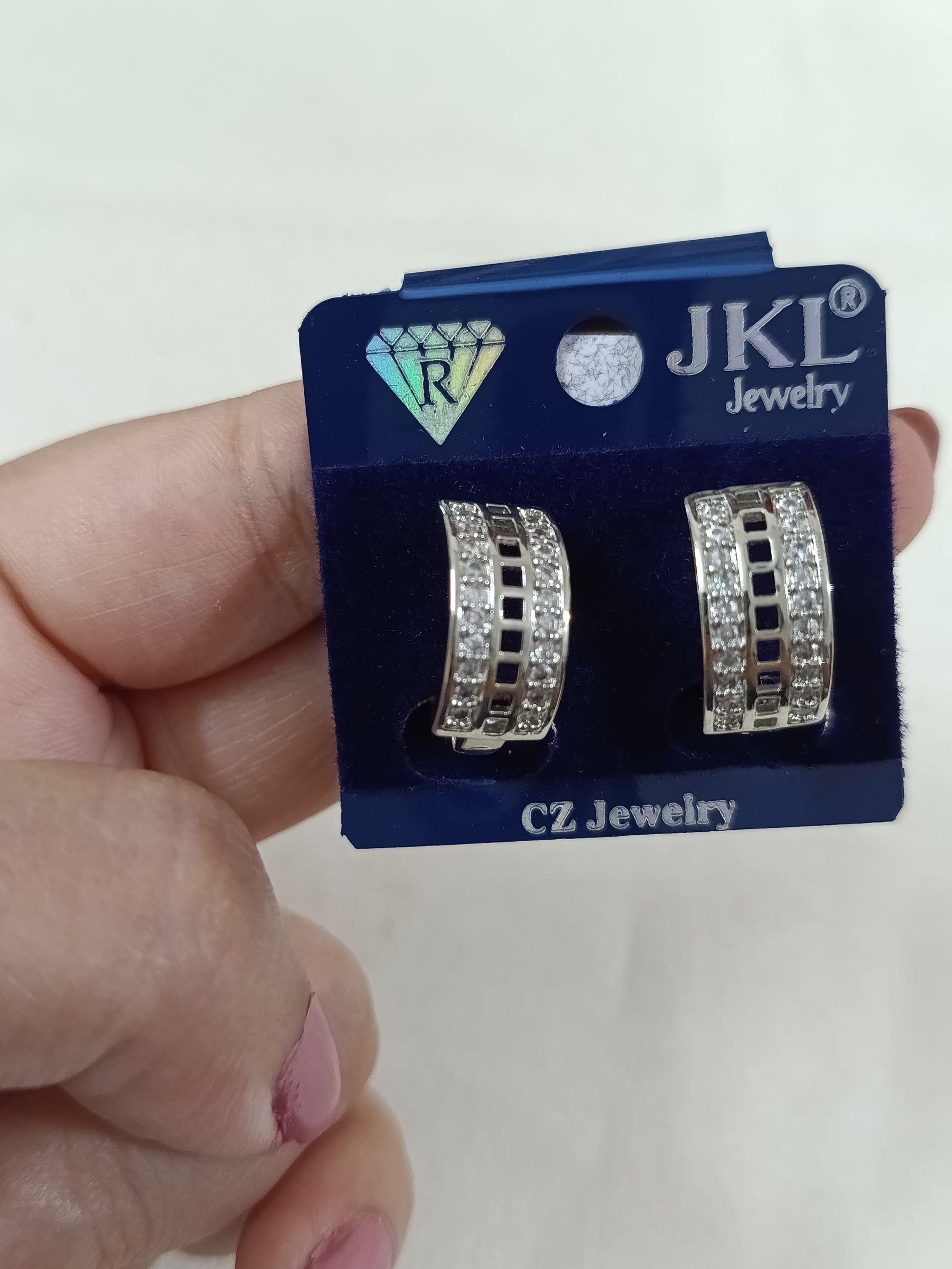 Rhodium Polish Chunky CZ Earring