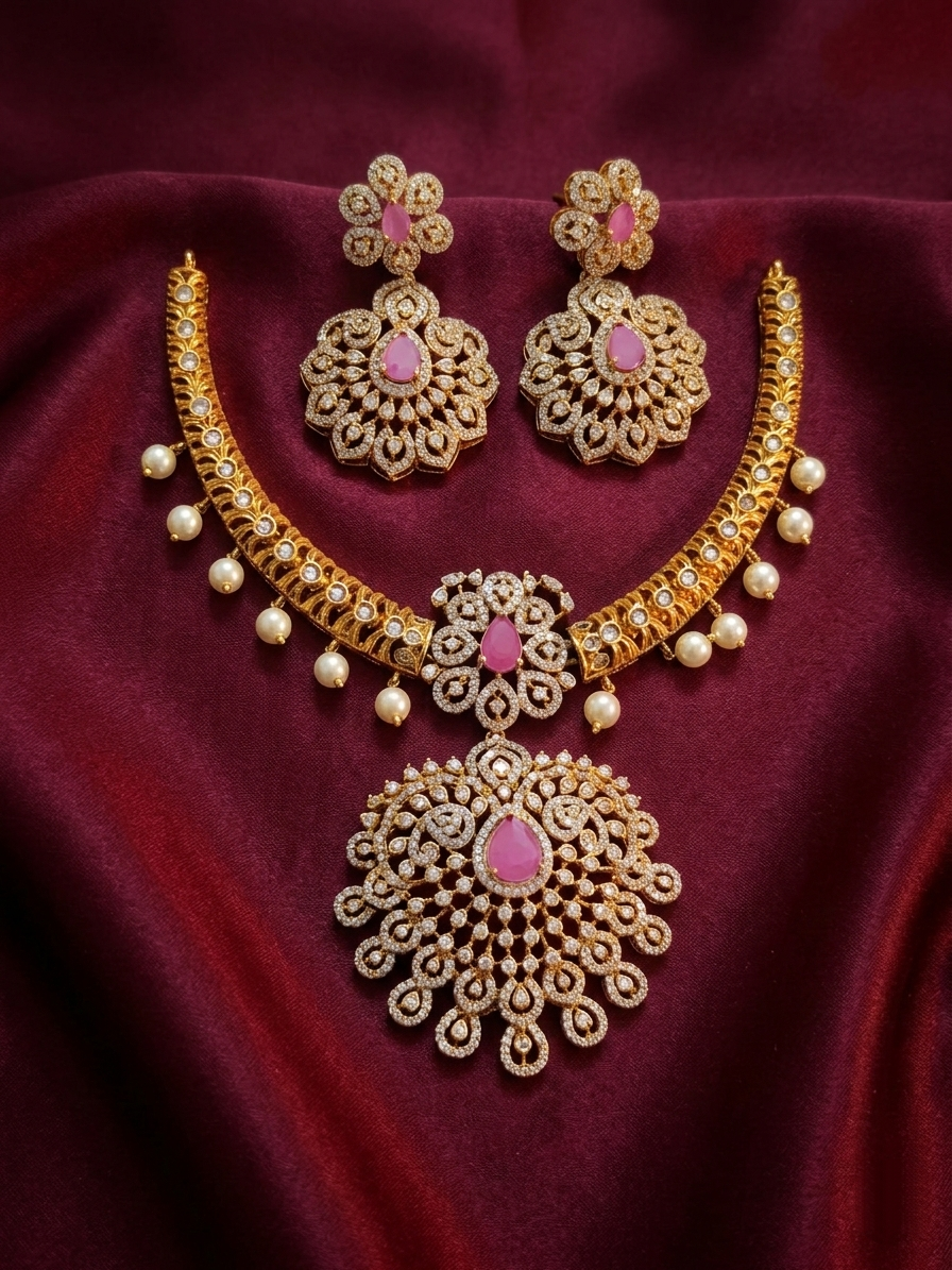 Premium Quality AD Royal Hasli Necklace Set