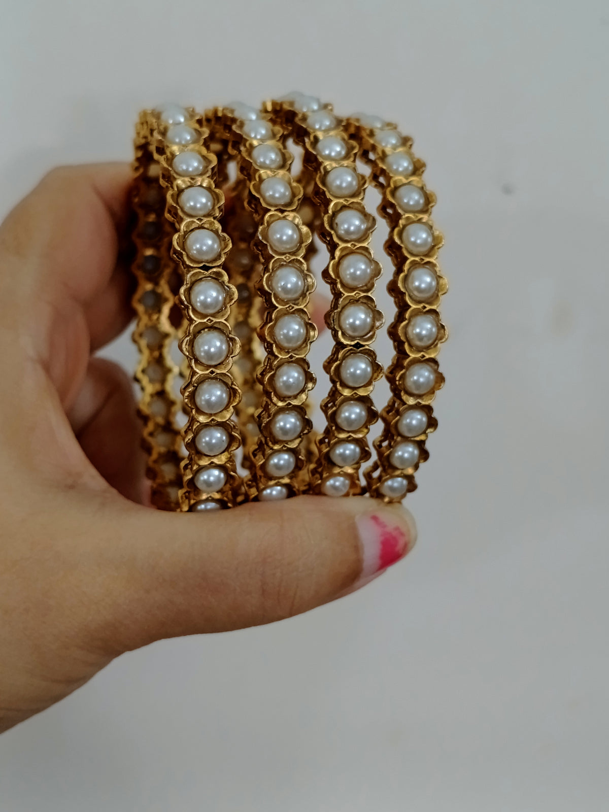 Matte Finish Pearl Bangles of 4