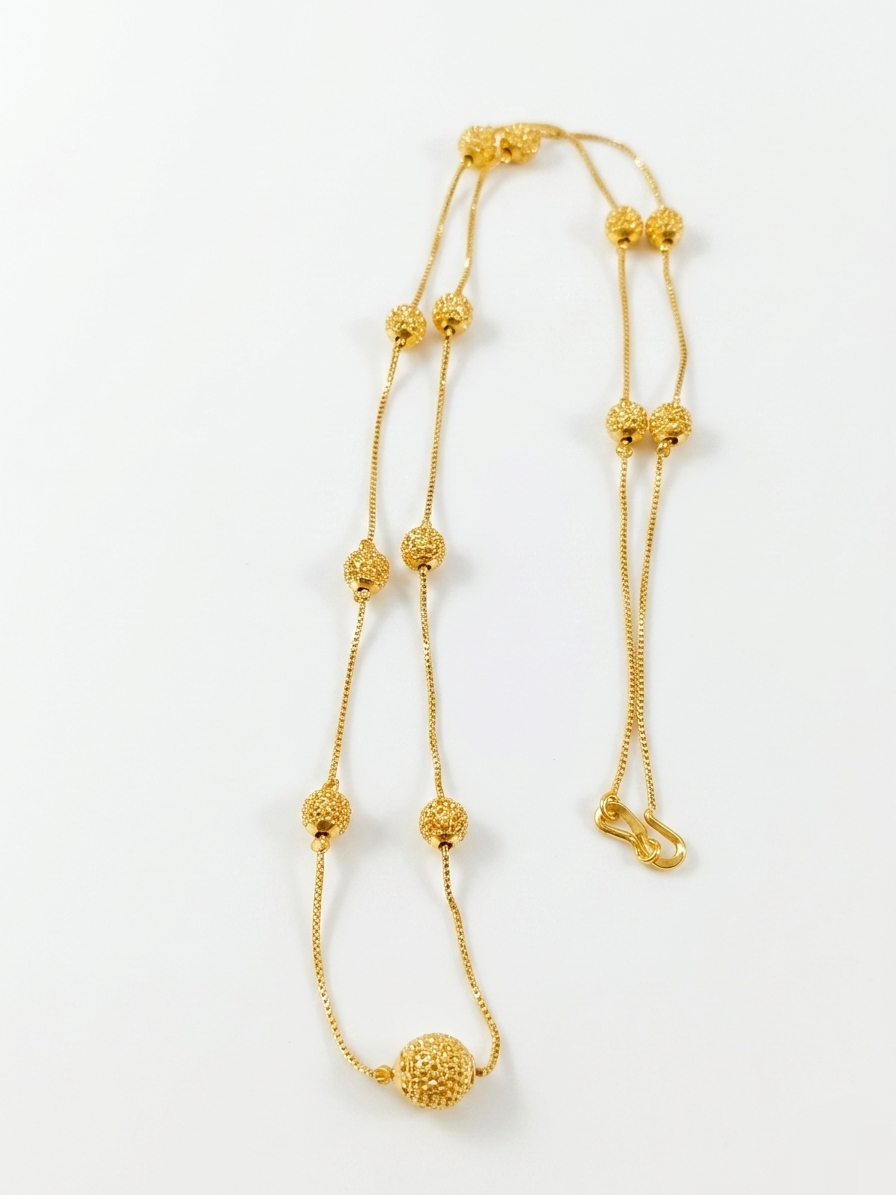 Micro Polish Ball Chain Mid Long Necklace