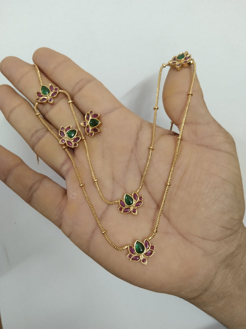 2 Layer Floral Necklace Set