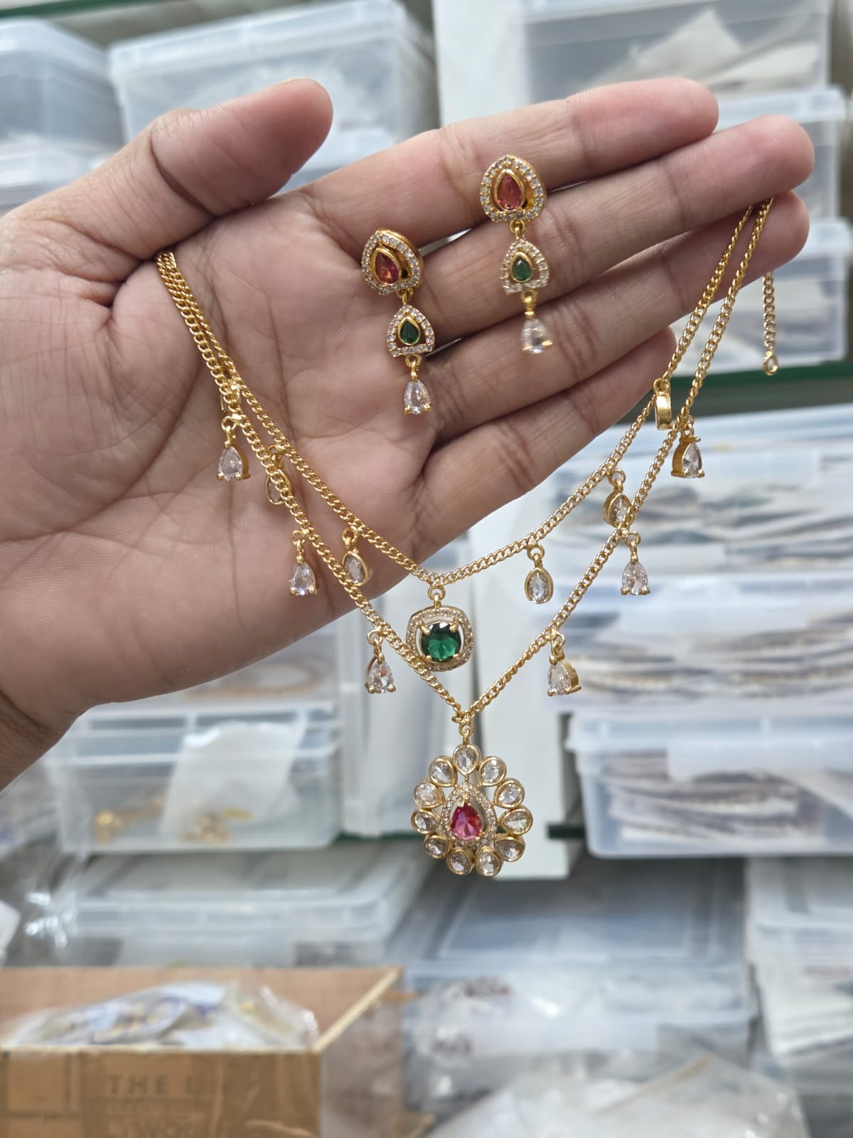 AD 2 Layer Flower Necklace Set