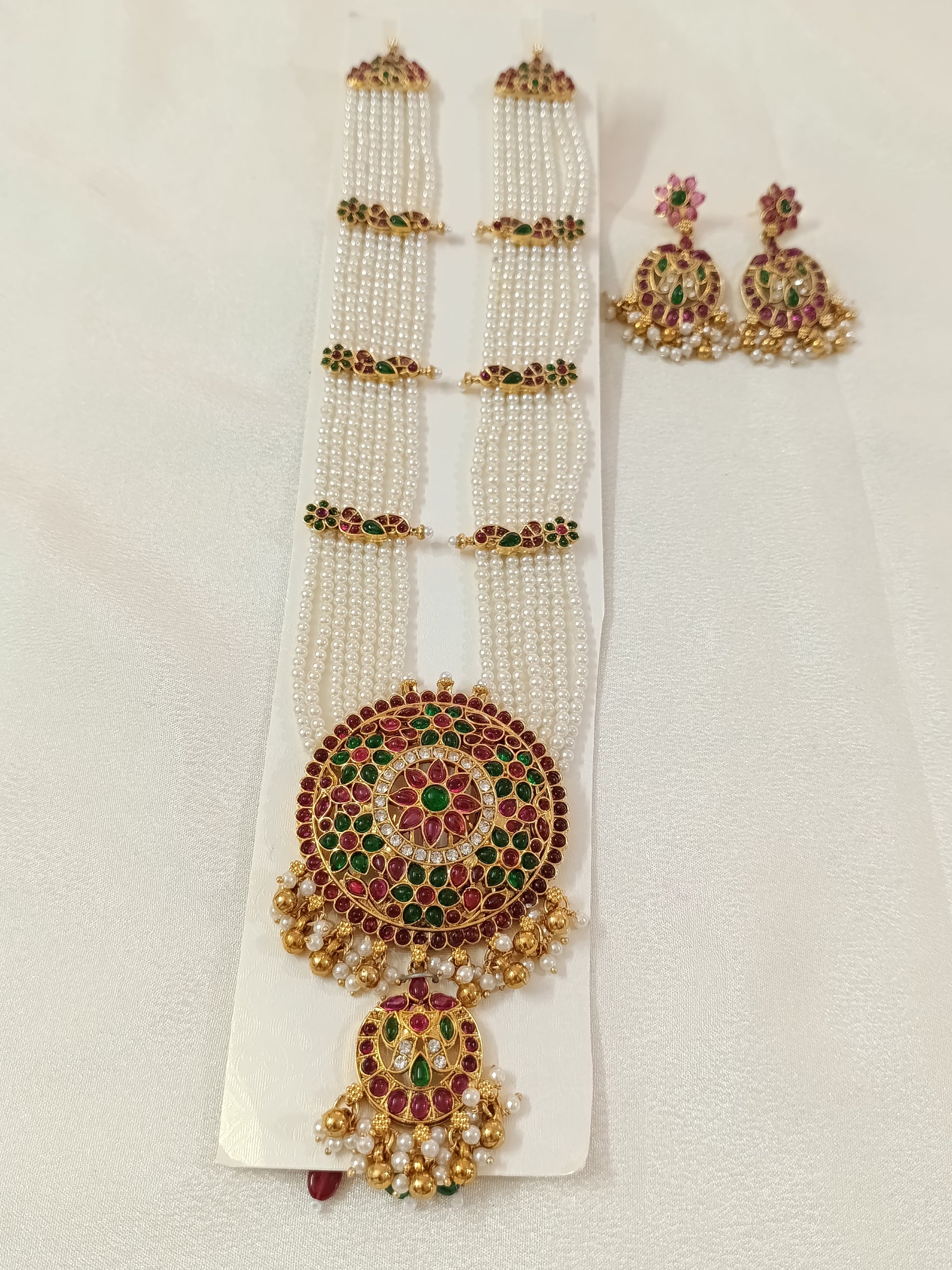 White Pearl Multi Layer Long  Necklace
