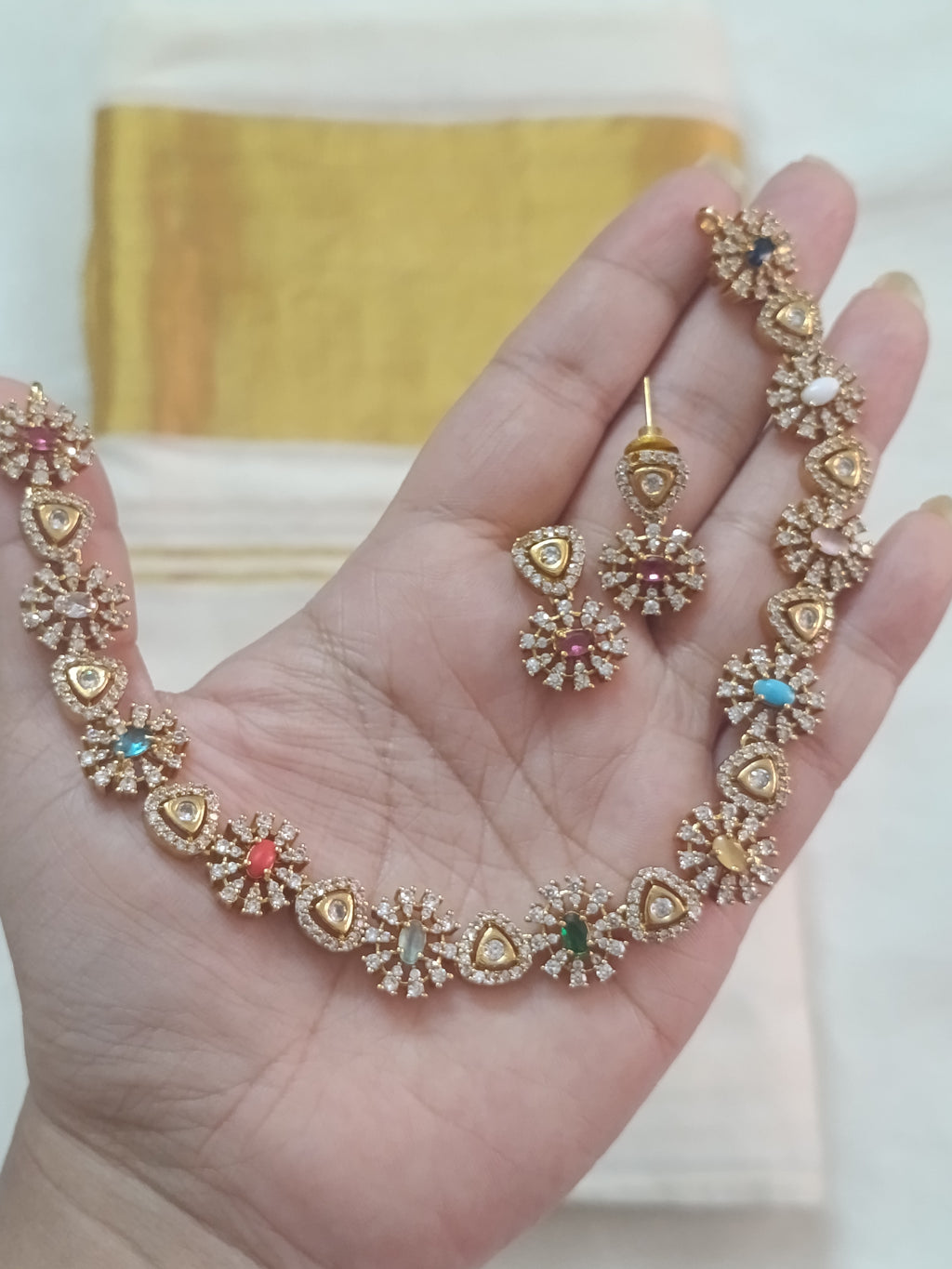 Navaratna Necklace Set V6